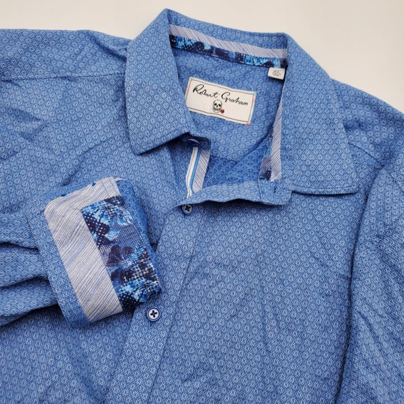 Robert Graham Other - Robert Graham Mens XL Blue Geometric Textured Button Down Shirt Classic Fit‎